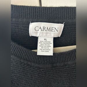 Carmen Marc Valvo Black Crew Neck Sweater